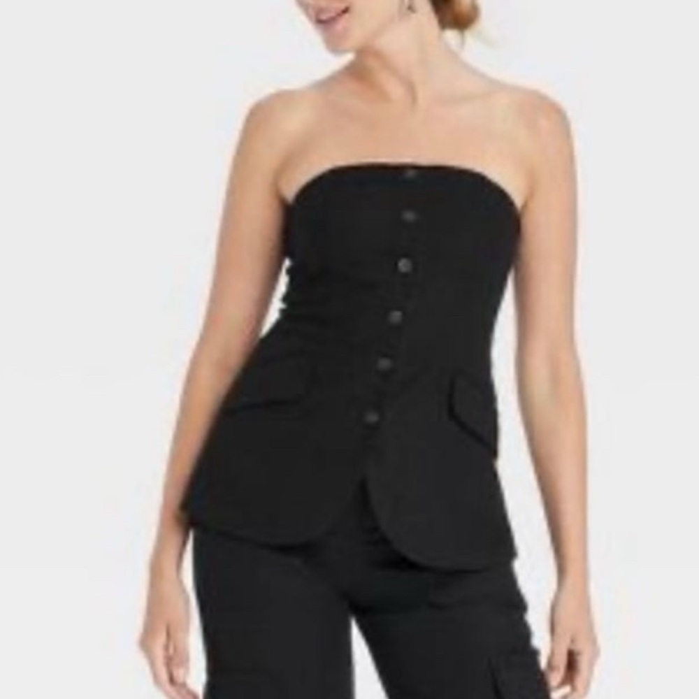 Universal Thread Black Textured Tube Top